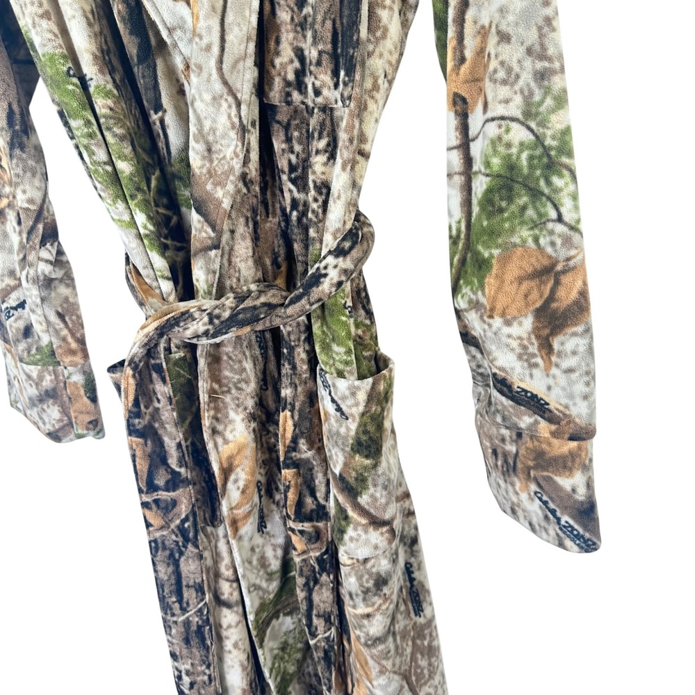 Cabelas Zonz Woodlands Camo Fleece Robe Mens S/M Camouflage Loungewear - Picture 3 of 9